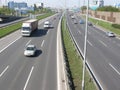 Traffic on a highway in Pragu