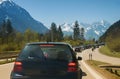 Traffic holdup at the ending of garmisch highway Royalty Free Stock Photo