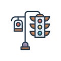 Color illustration icon for Traffic, light and stoplight