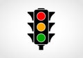 Traffic icon with red, yellow and green signals