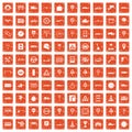 100 traffic icons set grunge orange Royalty Free Stock Photo