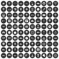 100 traffic icons set black circle Royalty Free Stock Photo