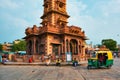 Traffic at indian street in Sadar market near Clock Tower Ghanta Ghar. Jodhpur, Rajasthan, India Royalty Free Stock Photo