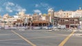 Traffic on intersection near entrance to the Gold Souk timelapse in Deira in Dubai Royalty Free Stock Photo