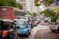 Road Congestion Along a Main Road through Maputo, Capital City of Mozambique.