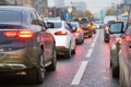 Traffic jam or automobile collapse in a city street road Royalty Free Stock Photo