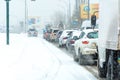 Winter storm traffic Royalty Free Stock Photo