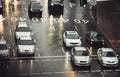 Traffic jam in the city cars on rainy day Royalty Free Stock Photo