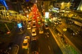 Traffic jam in city centre at night. Bangkok's traffic problem getting worse