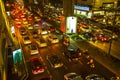Traffic jam in city centre at night. Bangkok's traffic problem getting worse Royalty Free Stock Photo