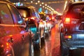 Traffic jam or collapse in a city street road on holiday Royalty Free Stock Photo