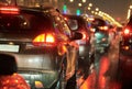 Traffic jam or collapse in a city street road on holiday Royalty Free Stock Photo