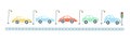 Traffic jam from cars flat simple cartoon style hand drawing. vector illustration Royalty Free Stock Photo