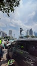 Traffic jam at crowd street jakarta