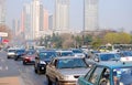 Traffic jam, downtown of the Dalian. Royalty Free Stock Photo
