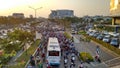 Traffic jam due to dense traffic in Ho-Chi-Minh-City