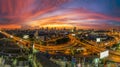 The traffic jam on expressways of Bangkok city