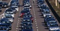 Traffic Jam on Highway A4 near Paris, Car Traffic, France Royalty Free Stock Photo