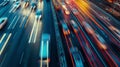 Traffic jam on highway at rush hour with many cars stuck during night