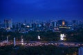 Traffic jam with Jakarta cityscape background at night Royalty Free Stock Photo