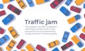 Traffic jam. Large congestion of cars. Web banner or poster design template.