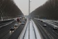 Traffic jam on motorway A20 at nieuwerkerk aan den IJssel as daily rush hour congestion. Royalty Free Stock Photo