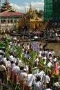 Traffic jam in Phaung Daw Oo Pagoda festival,Myanmar.