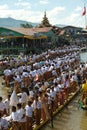 Traffic jam in Phaung Daw Oo Pagoda festival,Myanmar.