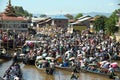 Traffic jam in Phaung Daw Oo Pagoda festival, Myanmar.