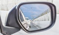 Traffic jam through right side rearview mirror