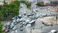 Traffic Jam roundabout full of vehicles in Madrid Square Atocha 4k footage