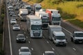 Traffic jam on the southbound of motorway M1 while northbound is closed due to road accident