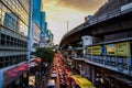 Traffic jam during the weekend after work at Silom Road, Bangkok, Thailand : May 3, 2019