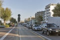 Traffic jams on Claudio Tintori waterfront street in Rimini, Italy.