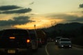 Traffic jams on the dusty road