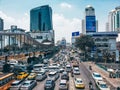 Traffic jams in the heart of Ratchaprasong Intersection, Ratchadamri  Road Royalty Free Stock Photo