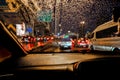 Traffic jams on the highway during the rain. Royalty Free Stock Photo