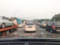 Traffic jams on Malaysian highways during peak hours.