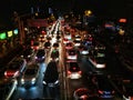 traffic jams at night in Wuhan city hubei province china