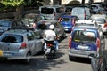 Traffic kkaosk or traffi jam in rome on hot summer weather