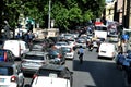 Traffic kkaosk or traffi jam in rome on hot summer weather