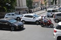 Traffic kkaosk or traffi jam in rome on hot summer weather