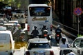 Traffic kkaosk or traffi jam in rome on hot summer weather