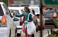 A traffic lady in kochi, kerala.