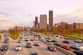 Traffic on Lake Shore Drive at downtown Chicago., Illinois, USA Royalty Free Stock Photo