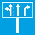 Traffic lanes at crossroads junction icon white Royalty Free Stock Photo