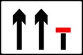 Traffic lanes reduced road sign