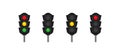 Traffic lighs icon set. Regulate the movement of cars illustration symbol. semaphore vector Royalty Free Stock Photo