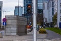 Traffic light on bicycle path in Warsaw Poland