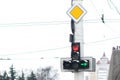 A traffic light with a burning red signal Royalty Free Stock Photo